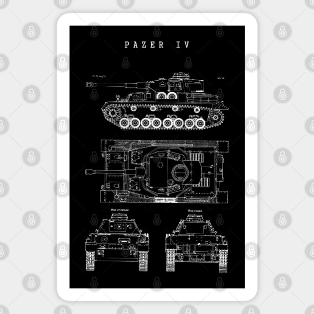 Panzer IV | German World War 2 Vehicle Blueprint Magnet by Distant War